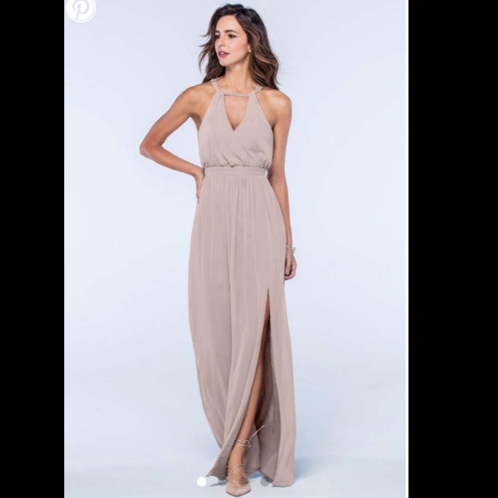 Watters Bridesmaid Dress- Fleurette in color mink